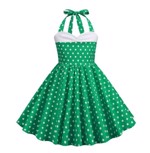 Børne 50ér kjole; Mini Miss Dotty, grøn